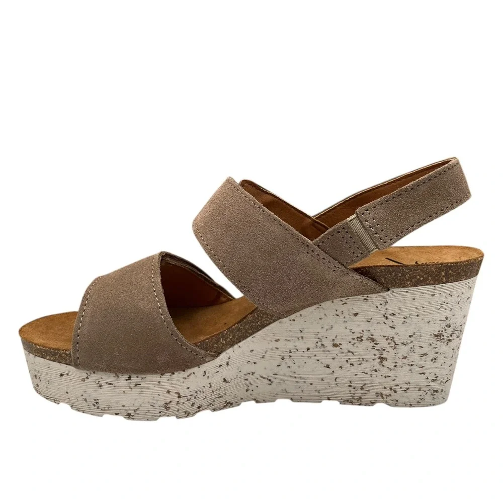 OTBT Made In Portugal Women's Wedge Leather‎ Sandals Size 9-9.5 Taupe/Greige